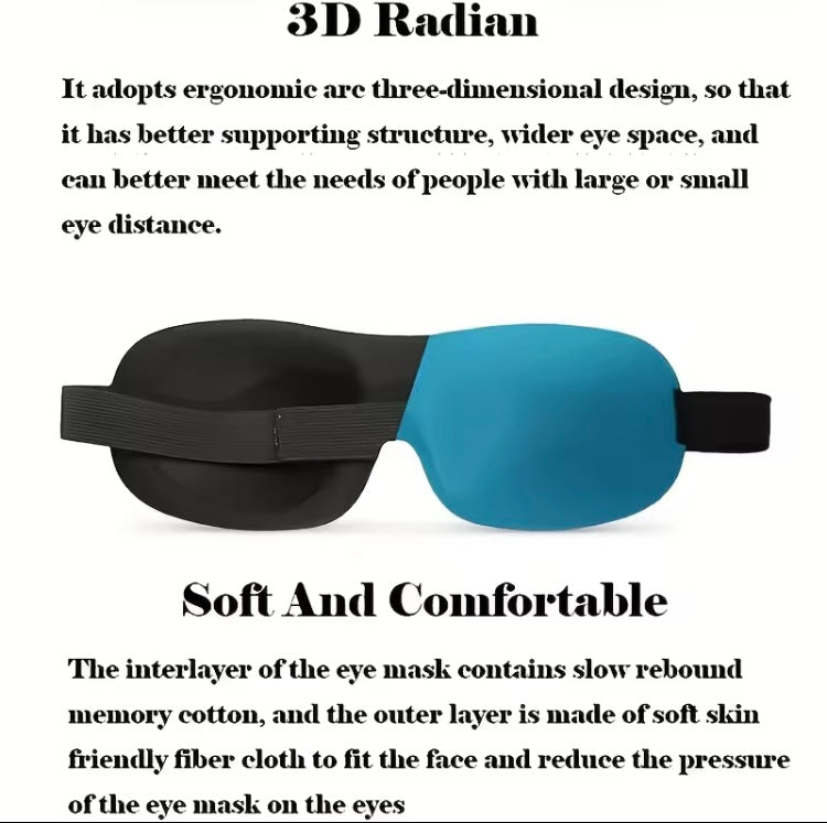 3D Voorgevormd slaapmasker, ultrazacht en 100% licht blokkerend 1 + 1 gratis