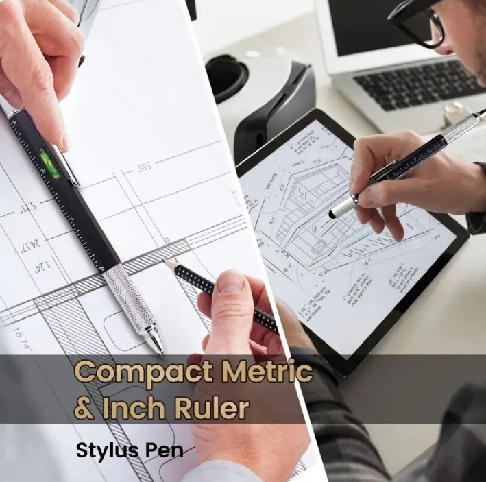 6 in 1 Multitool pen – zwart