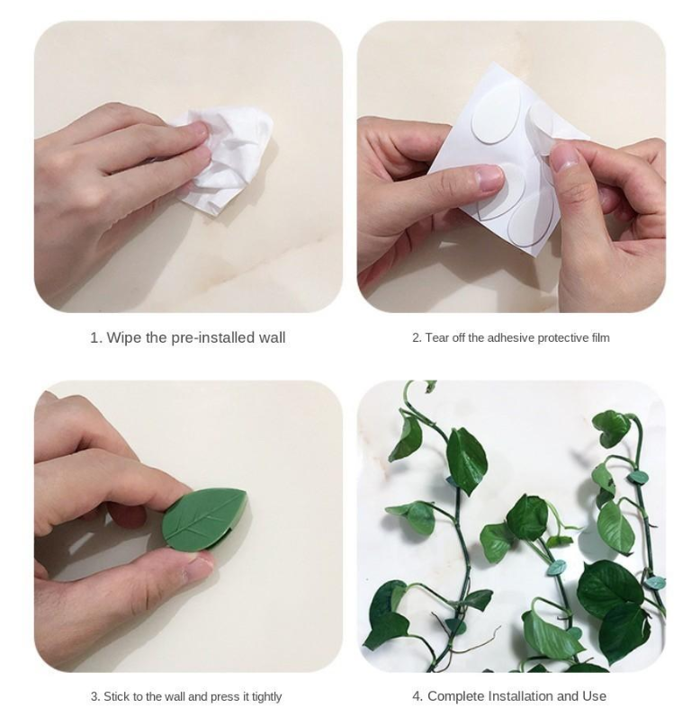40 Zelfklevende plantenclips, grote set, in een groene schutkleur