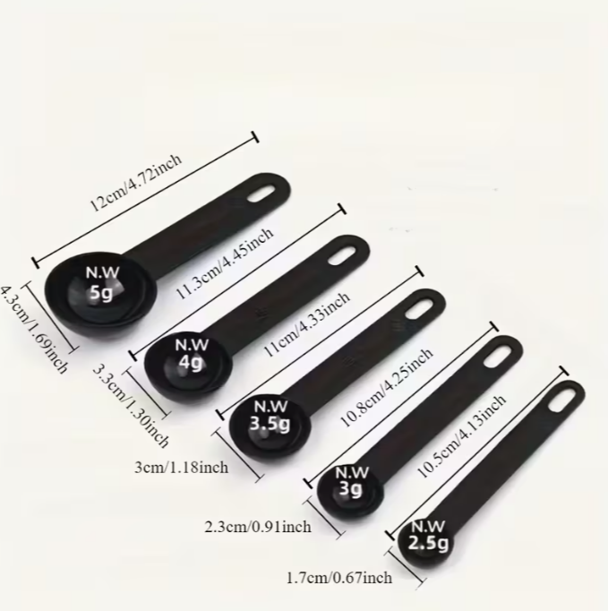 5-Delige maatlepel set, zwart