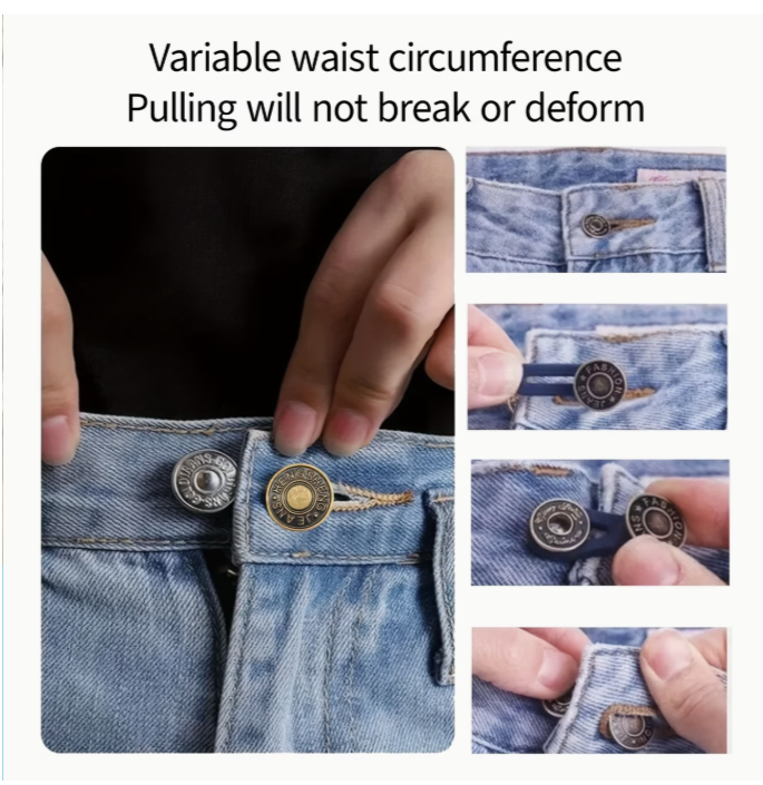 Broeksknopen met elastiek; nooit meer een te strak zittende broek om je middel!