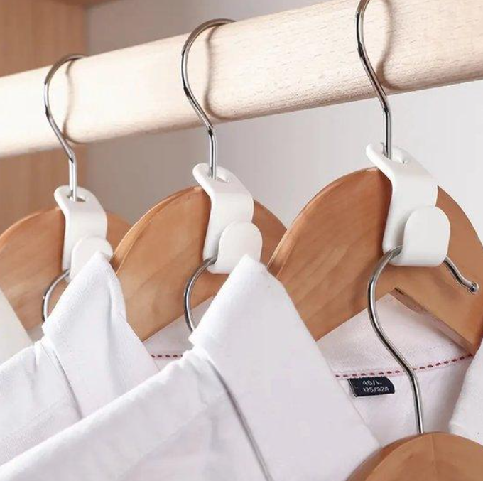 25 Witte koppelhaakjes voor kledinghangers, slim extra ruimte in je kledingkast