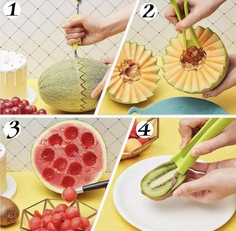 Bolletjes fruit schepper, set van drie tools, 1 + 1 gratis