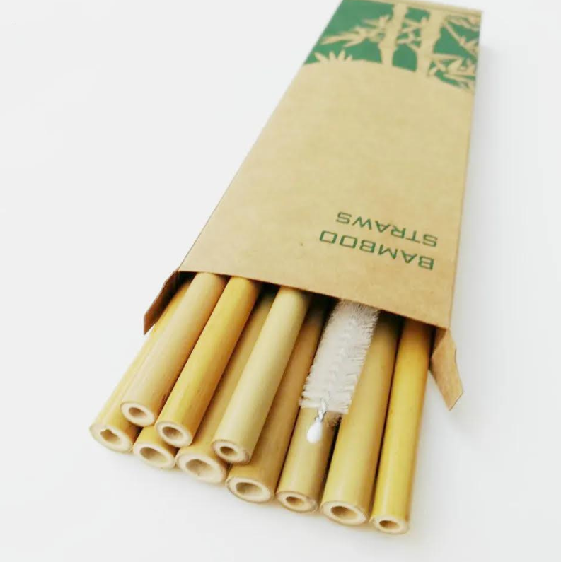 12 natuurlijke bamboe rietjes met een gratis reinigingsborsteltje