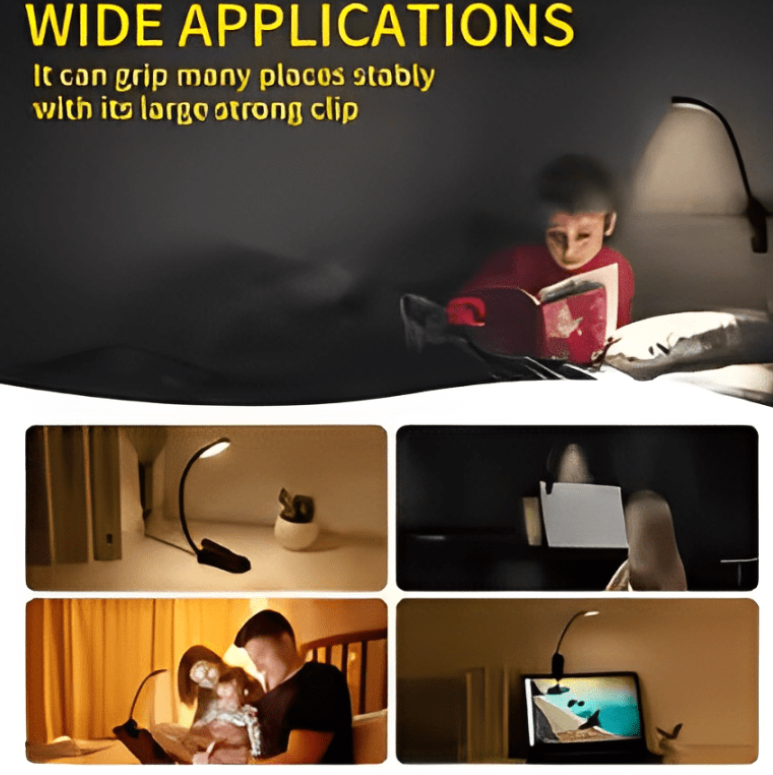 Boeklamp, tafel leeslamp met clip, werkt op LED