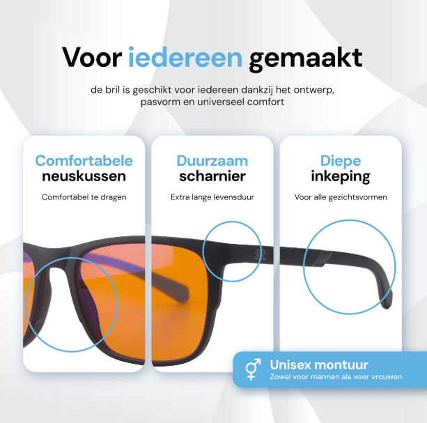 Blauwlicht filterbril, beschermt je ogen tegen schadelijk blauw licht